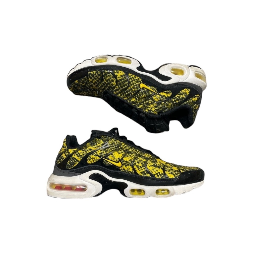 Womens Size 7.5 Nike Air Max Plus TN Yellow Snake Skin Shoes